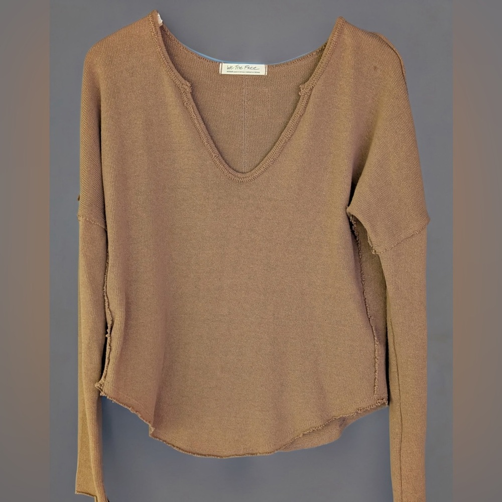 We The Free Brown V-Neck Top